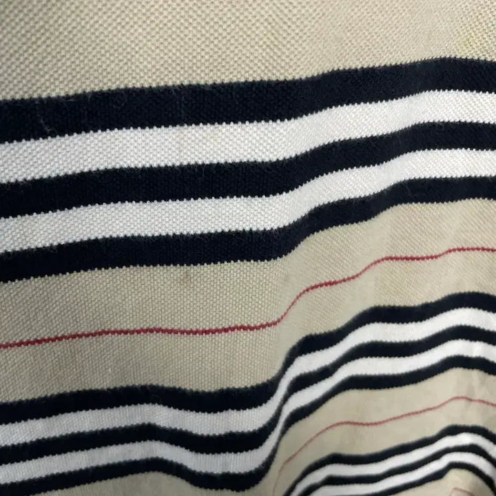 [BUNJANG] Burberry Striped Collar Short Sleeve Shirt / 버버리 스트라이프 카라 반팔 H2446