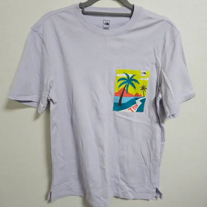 [BUNJANG] The North Face Loose Fit Palm Tree Pocket T-shirt / [S/90] 노스페이스 루즈핏 야자수 포켓 반팔 티셔츠 (라벤더)