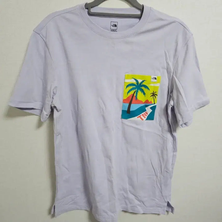 [BUNJANG] The North Face Loose Fit Palm Tree Pocket T-shirt / [S/90] 노스페이스 루즈핏 야자수 포켓 반팔 티셔츠 (라벤더)