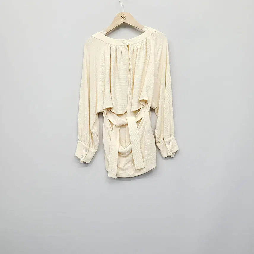 [BUNJANG] Fendi Vintage Hologram Silk Ribbed Blouse / [국내정식수입] 펜디 빈티지 홀로그램 실크 골지 블라우스 (42)