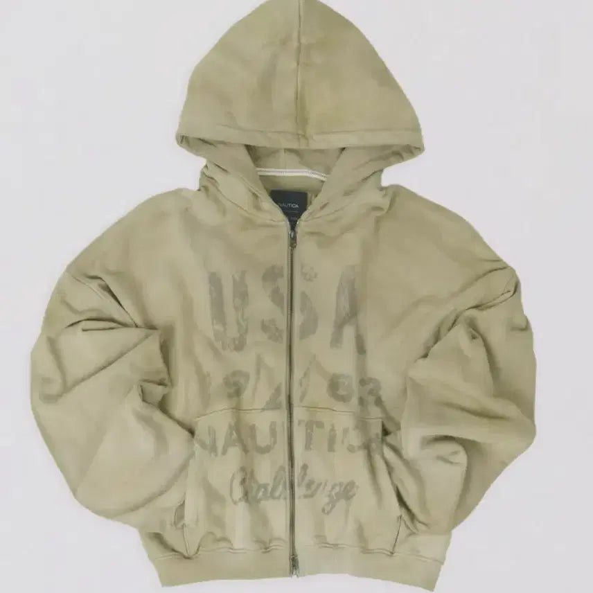 [BUNJANG] Under My Car Damage Hoodie Zip-up Beige / [급처] 언더마이카 데미지 후드 집업 베이지
