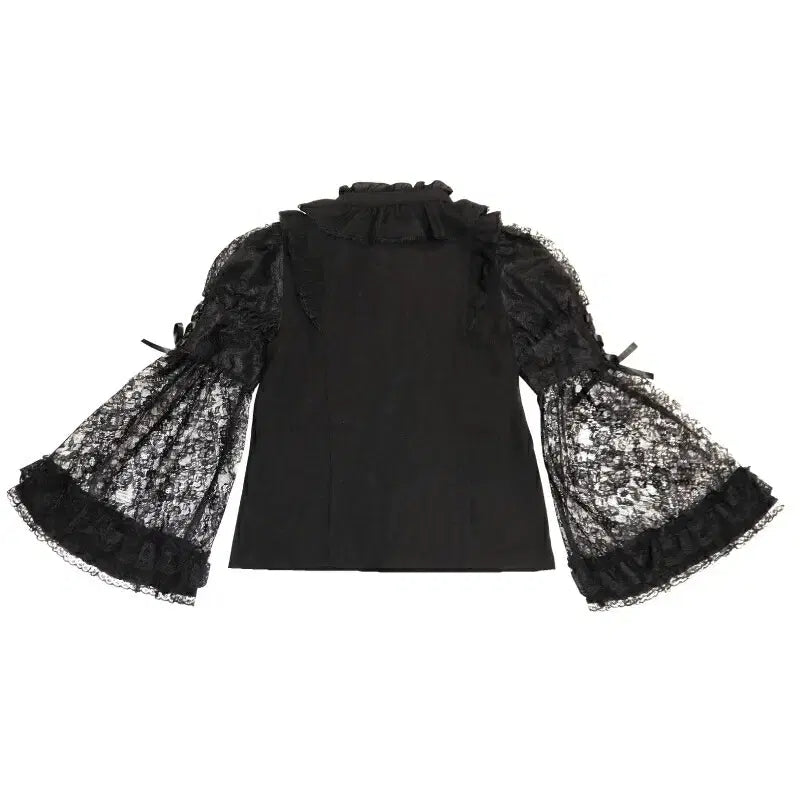 [BUNJANG] Secret Honey Lace Flare Sleeve Stand Collar Blouse / 시크릿허니 레이스 플레어 소매 스탠드 카라 블라우스