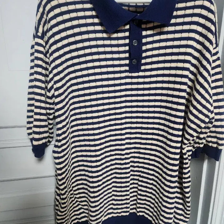 [SOLD OUT] birbante 스트라이프 반팔 카라 니트105