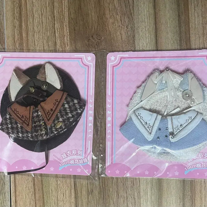 [BUNJANG] 10cm Doll Sky Blue Plaid Beret Set Outfit / 10cm 인형 옷 하늘색 체크 베레모 세트 누이 의상 망토 달