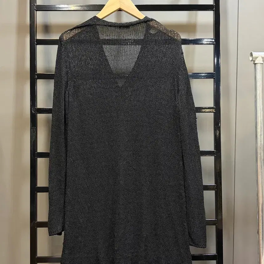 [BUNJANG] Benetton Vintage Open Knit Long Cardigan Black (Size S) / [S] 베네통 이탈리아제 빈티지 오픈니트 롱 가디건 블랙 4.5