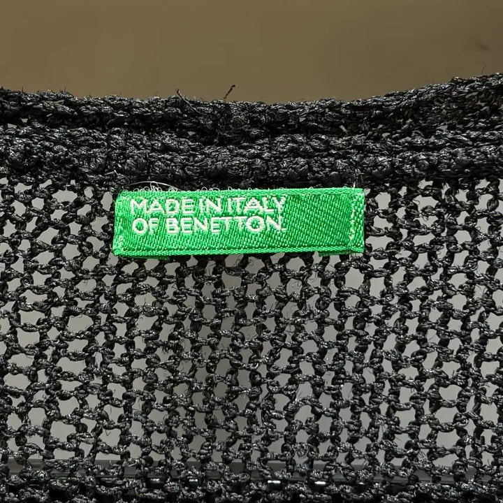 [BUNJANG] Benetton Vintage Open Knit Long Cardigan Black (Size S) / [S] 베네통 이탈리아제 빈티지 오픈니트 롱 가디건 블랙 4.5