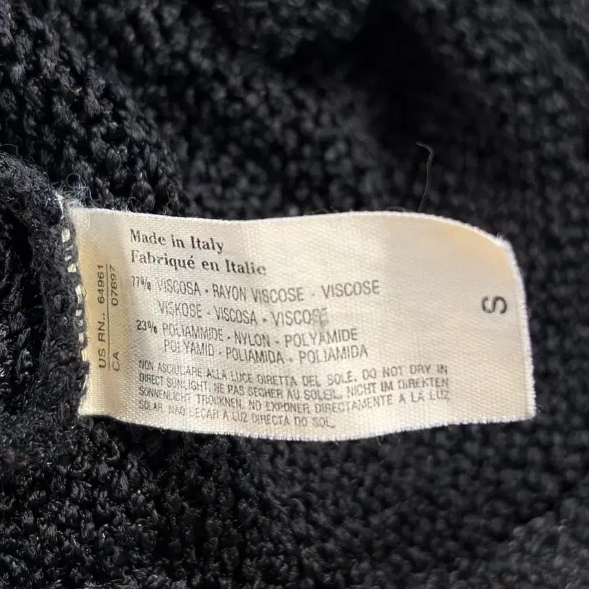 [BUNJANG] Benetton Vintage Open Knit Long Cardigan Black (Size S) / [S] 베네통 이탈리아제 빈티지 오픈니트 롱 가디건 블랙 4.5