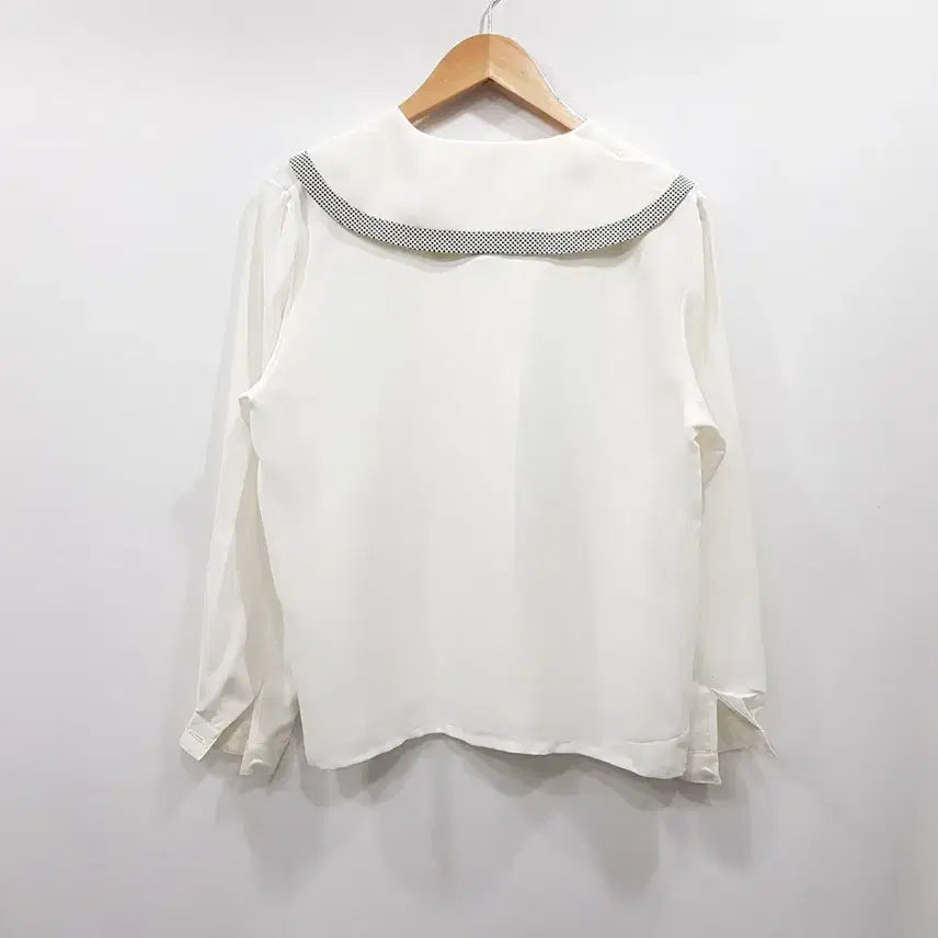 [SOLD OUT] JPN 빈티지 도트 타이 오피스룩 하객룩 긴팔 블라우스 여L Q433