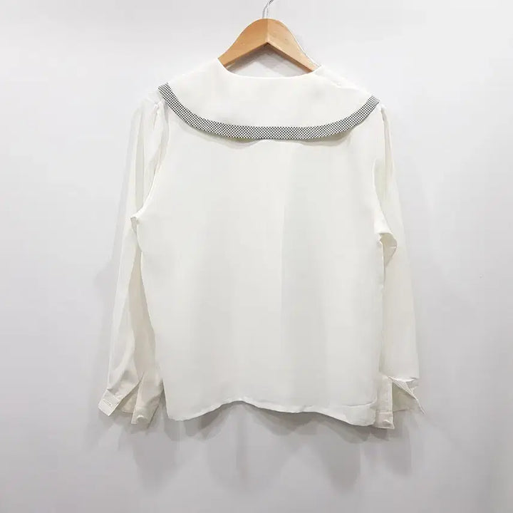 [SOLD OUT] JPN 빈티지 도트 타이 오피스룩 하객룩 긴팔 블라우스 여L Q433