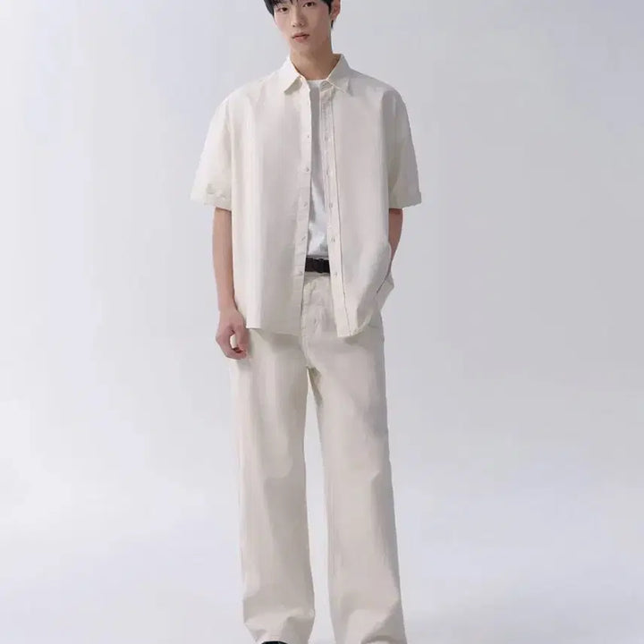 [SOLD OUT] 무신사스탠다드 와이드 데님 팬츠 크림 32