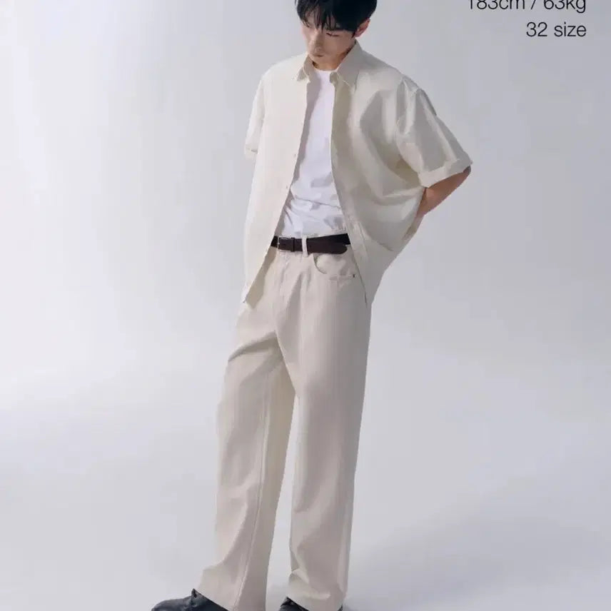 [SOLD OUT] 무신사스탠다드 와이드 데님 팬츠 크림 32
