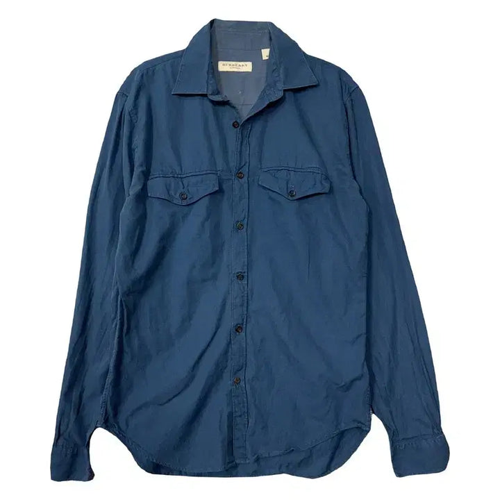 [BUNJANG] Burberry London Two-Pocket Casual Navy Shirt M / 버버리 런던 투포켓 캐주얼 네이비 셔츠 M