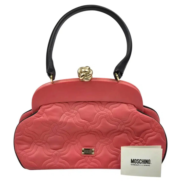 [BUNJANG] Moschino Cheap &amp; Chic Coral Leather Rose Handbag / 90s 모스키노 칩앤시크 코랄 레더 로즈 핸드백