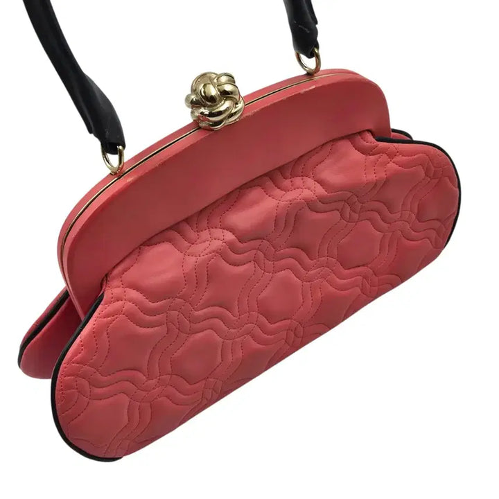 [BUNJANG] Moschino Cheap &amp; Chic Coral Leather Rose Handbag / 90s 모스키노 칩앤시크 코랄 레더 로즈 핸드백