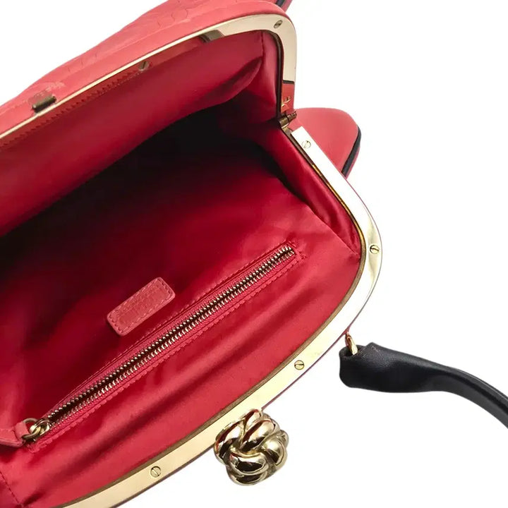 [BUNJANG] Moschino Cheap &amp; Chic Coral Leather Rose Handbag / 90s 모스키노 칩앤시크 코랄 레더 로즈 핸드백