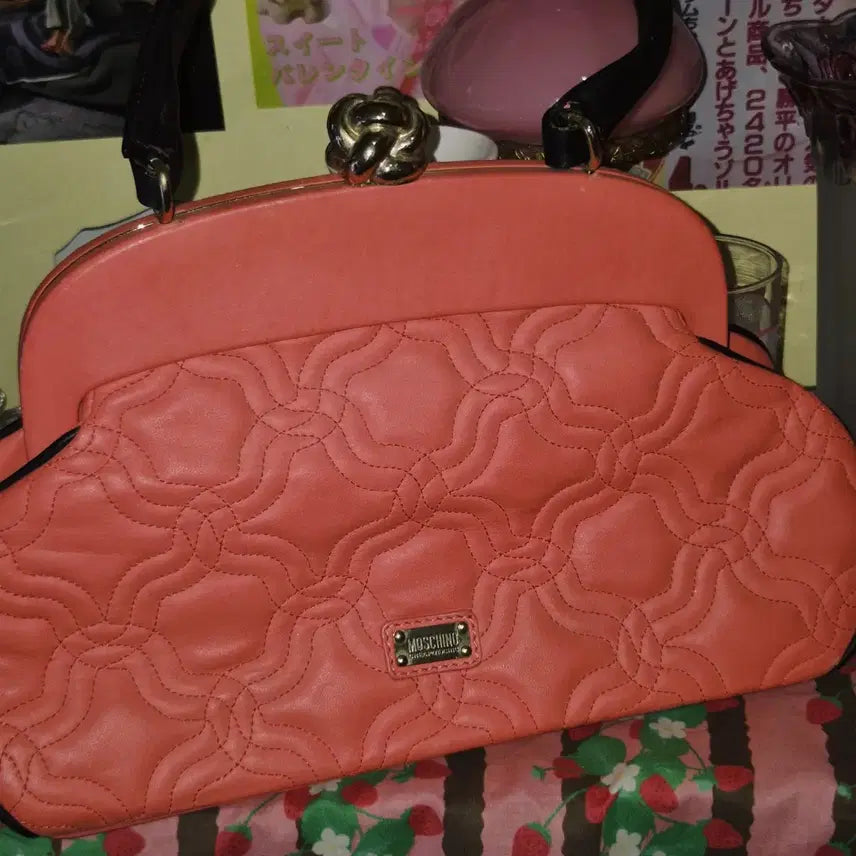 [BUNJANG] Moschino Cheap &amp; Chic Coral Leather Rose Handbag / 90s 모스키노 칩앤시크 코랄 레더 로즈 핸드백