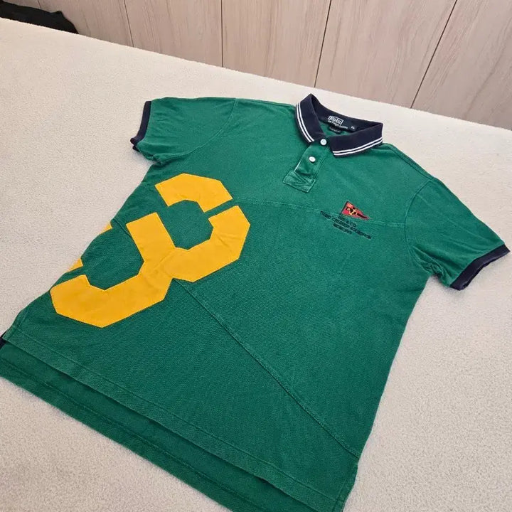 [BUNJANG] Polo Ralph Lauren Number 3 Custom Polo Shirt / 폴로 랄프로렌 그린색 넘버3 카라티 XL (커스텀 폴로)