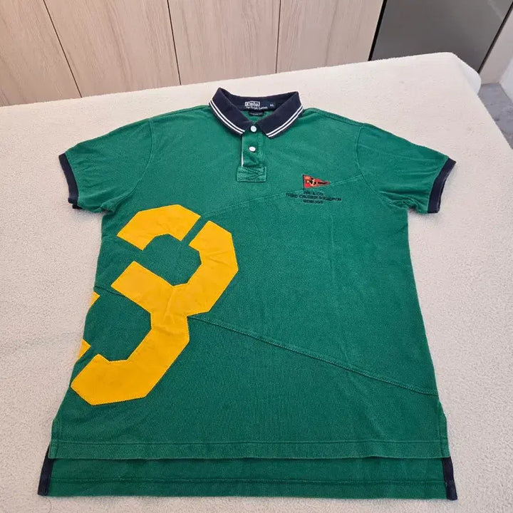 [BUNJANG] Polo Ralph Lauren Number 3 Custom Polo Shirt / 폴로 랄프로렌 그린색 넘버3 카라티 XL (커스텀 폴로)