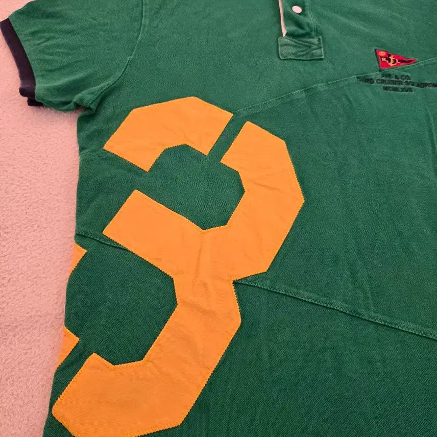 [BUNJANG] Polo Ralph Lauren Number 3 Custom Polo Shirt / 폴로 랄프로렌 그린색 넘버3 카라티 XL (커스텀 폴로)
