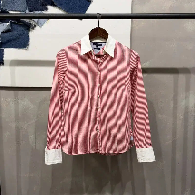 [SOLD OUT] (90) 타미힐피거 여성 캐주얼 배색 스트라이프 셔츠 남방
