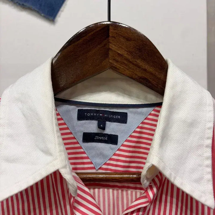 [SOLD OUT] (90) 타미힐피거 여성 캐주얼 배색 스트라이프 셔츠 남방