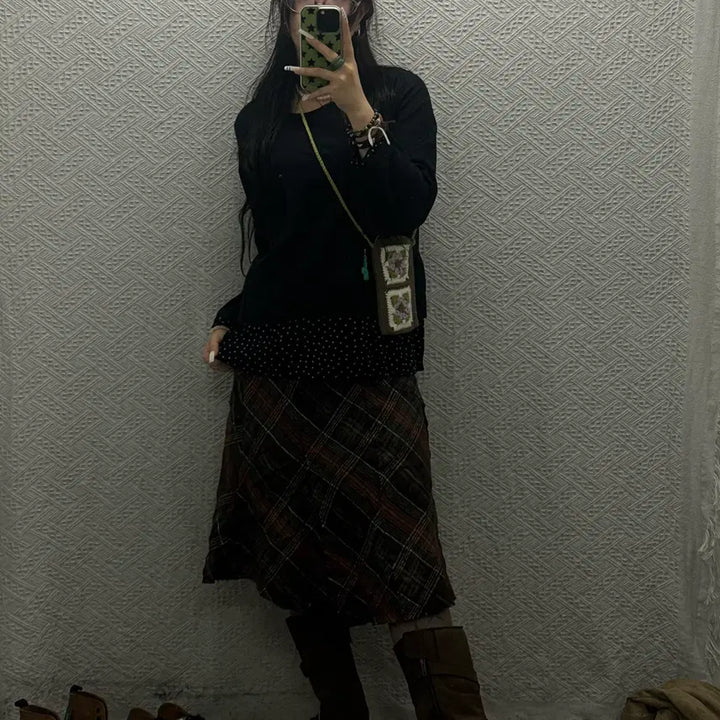 [BUNJANG] Vintage Cozy Mori Polka Dot Layered Long Sleeve Top / 빈티지 코지 모리 땡땡이 도트 레이어드 긴팔 롱슬리브 K0066