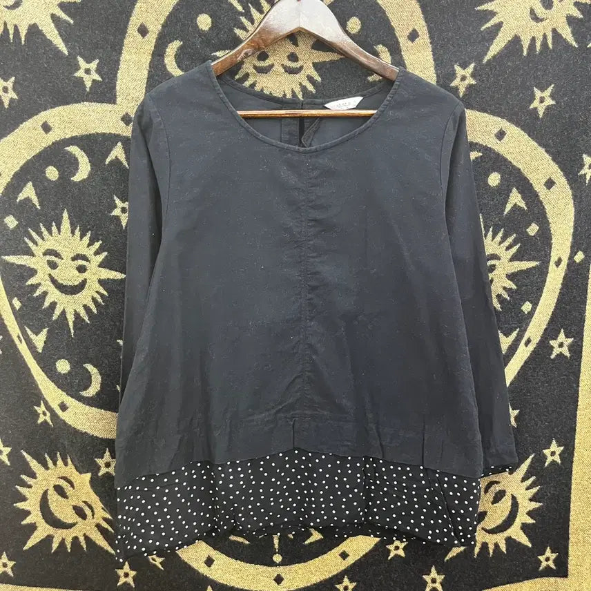 [BUNJANG] Vintage Cozy Mori Polka Dot Layered Long Sleeve Top / 빈티지 코지 모리 땡땡이 도트 레이어드 긴팔 롱슬리브 K0066