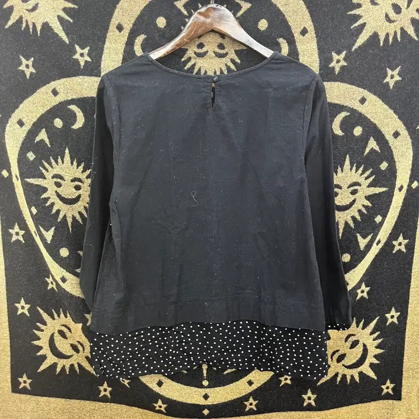 [BUNJANG] Vintage Cozy Mori Polka Dot Layered Long Sleeve Top / 빈티지 코지 모리 땡땡이 도트 레이어드 긴팔 롱슬리브 K0066