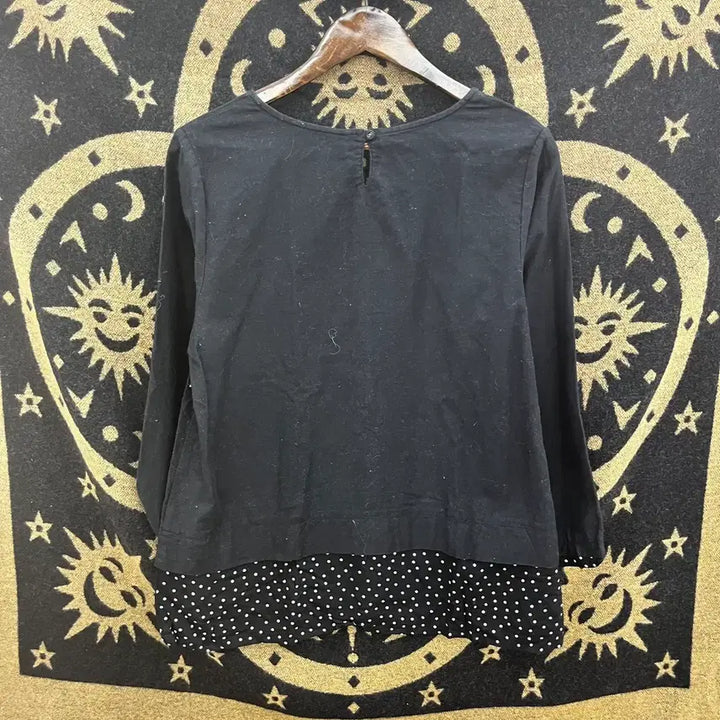 [BUNJANG] Vintage Cozy Mori Polka Dot Layered Long Sleeve Top / 빈티지 코지 모리 땡땡이 도트 레이어드 긴팔 롱슬리브 K0066