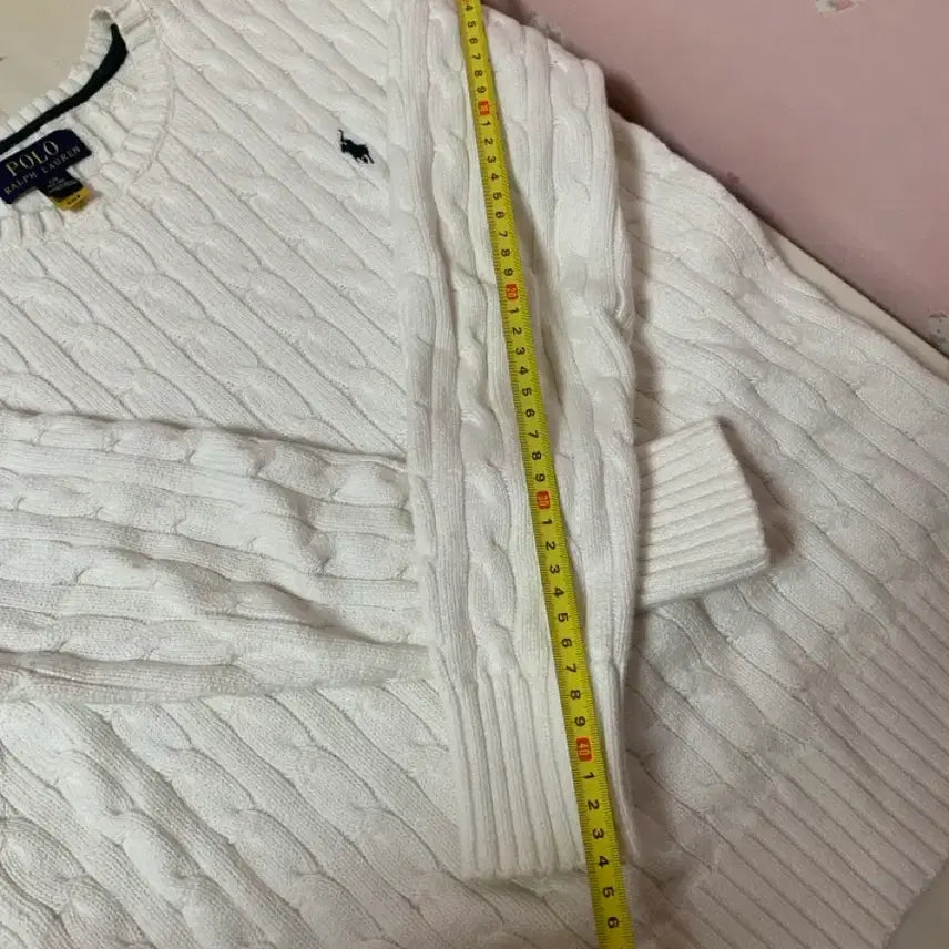 [SOLD OUT] 정품) 폴로 랄프로렌 보이즈 케이블 니트 화이트 L