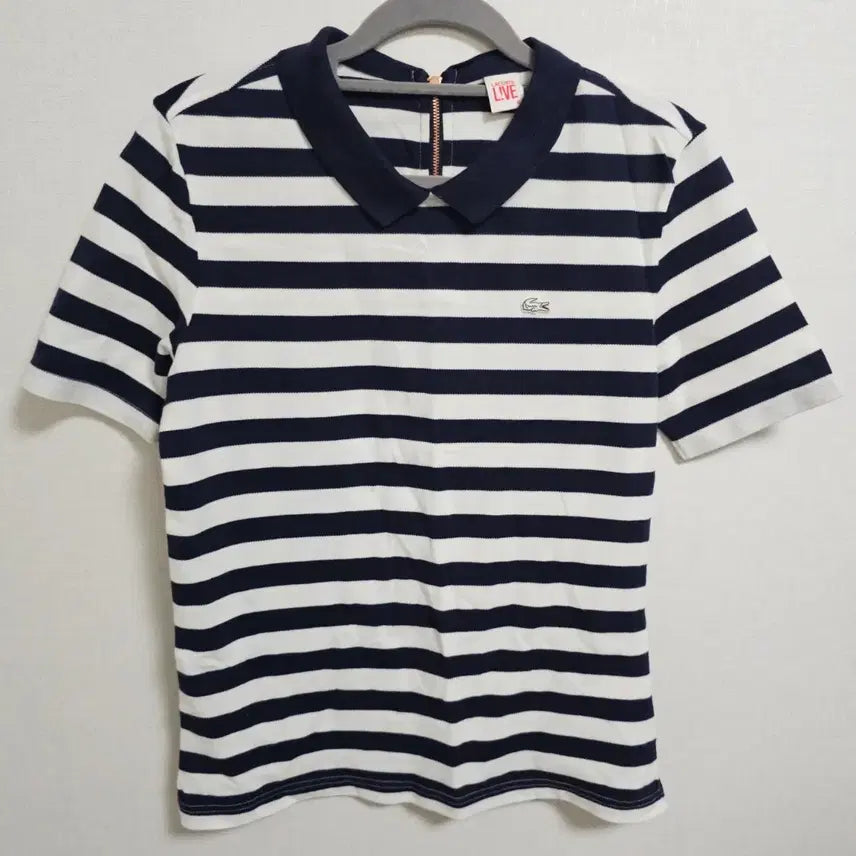 [SOLD OUT] [정품] 라코스테 라이브 여성 지퍼 포인트 스트라이프 폴로 티셔츠 (M)