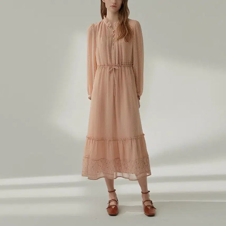 [BUNJANG] Thursday Island Chiffon See-Through Dot Pattern Dress / [s] 써스데이아일랜드 쉬폰 시스루 도트 패턴 원피스