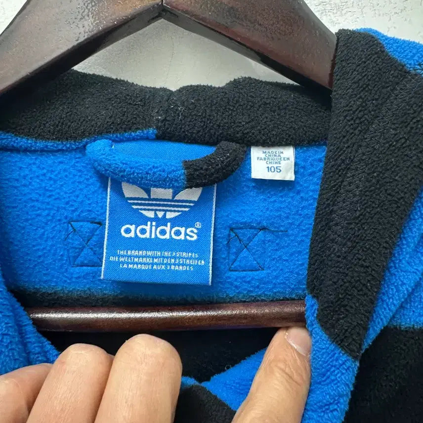[BUNJANG] Adidas Striped Fleece Zip-Up Jacket (Size 105) / [만원 아라비아빈티지]아디다스 스트라이프 후리스 집업 105