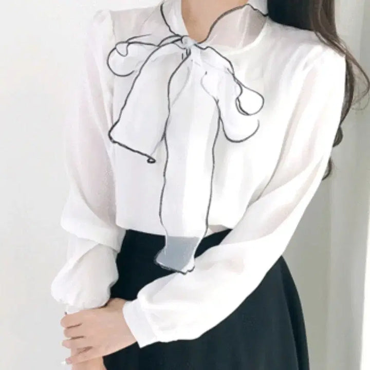 [SOLD OUT] 리본 타이 블라우스 화이트