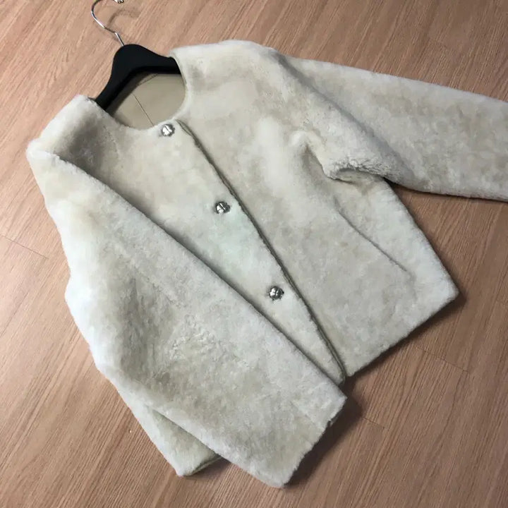 [BUNJANG] Euro Mofi Australian Real Mouton Round Jacket Coat / 유로모피 24년 호주산 리얼 무스탕 라운드 자켓 코트 양털 양가죽