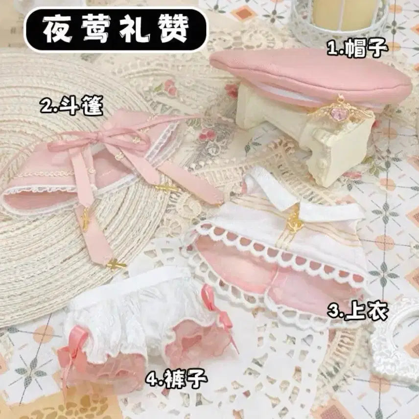 [BUNJANG] 10cm Doll Pink Cape Beret Set Outfit / 10cm 인형 옷 핑크 케이프 베레모 세트 누이 의상 망토 새상품 천사