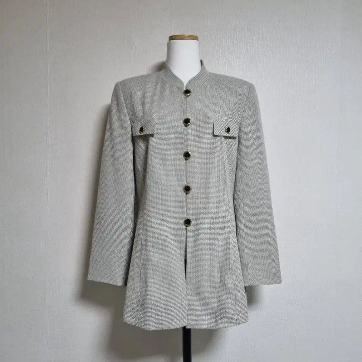 [BUNJANG] Unspecified Check Pattern Stand Collar Jacket / 잔체크 스탠드 카라 자켓