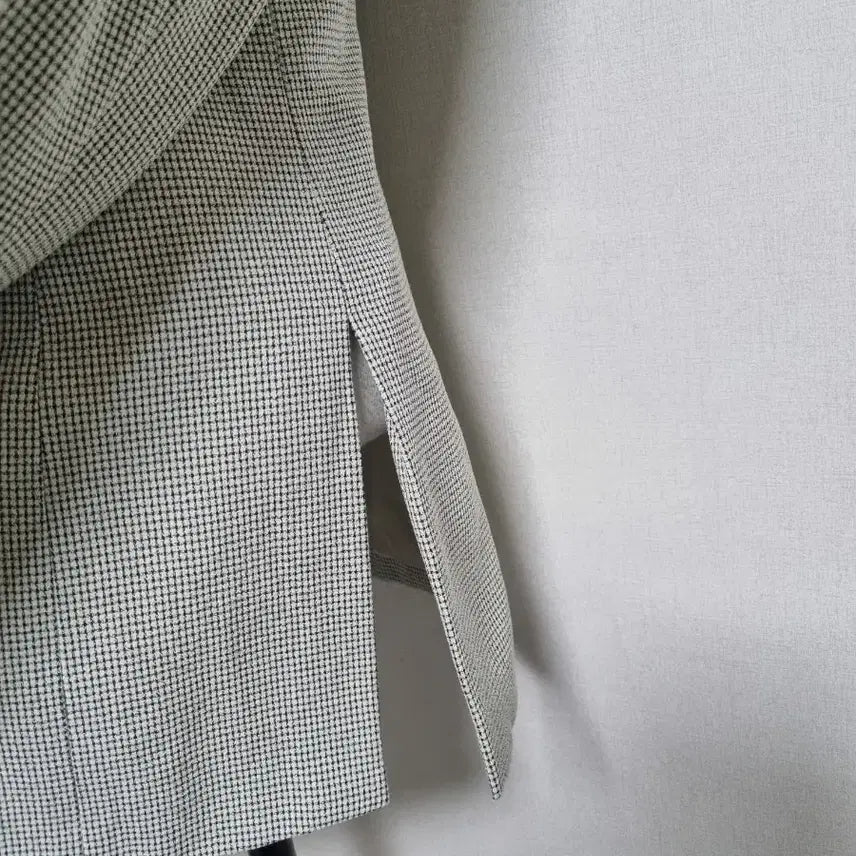 [BUNJANG] Unspecified Check Pattern Stand Collar Jacket / 잔체크 스탠드 카라 자켓