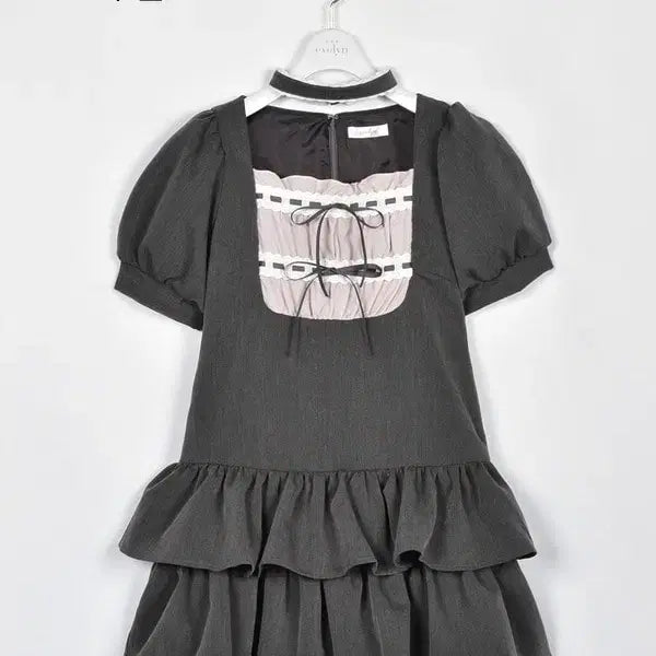[BUNJANG] Evelyn Tiered Short Sleeve Dress / 에블린 evelyn 초커 포함 티어드 반팔 원피스