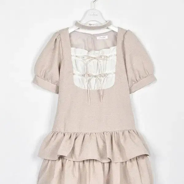 [BUNJANG] Evelyn Tiered Short Sleeve Dress / 에블린 evelyn 초커 포함 티어드 반팔 원피스