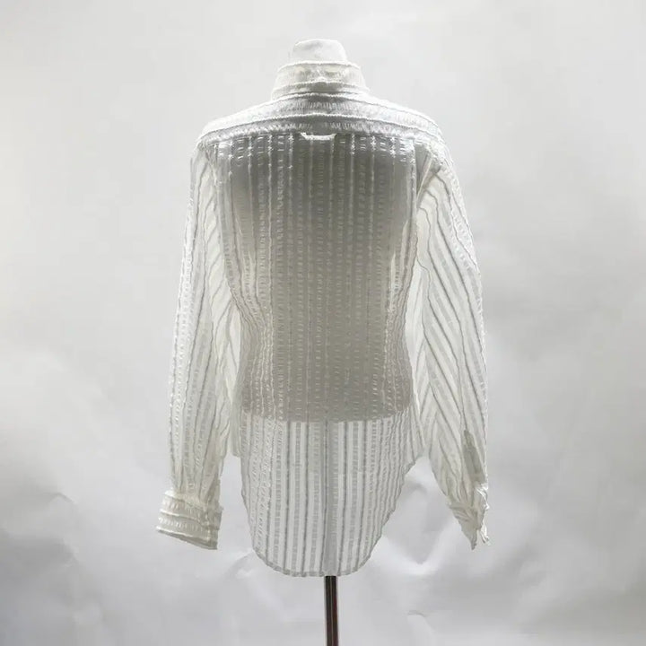 [BUNJANG] Permanent Label White See-Through Loose Fit Long Shirt / 여성 시스루 루즈핏롱셔츠 화이트 F 영구제 중고장터
