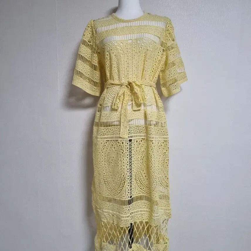 [SOLD OUT] L299  레이스 펀칭 옐로우 롱원피스