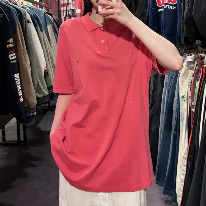 [BUNJANG] Polo Ralph Lauren Deep Pink Short Sleeve Pique Shirt / [IM] 폴로랄프로렌 반팔 피케 셔츠 딥핑크