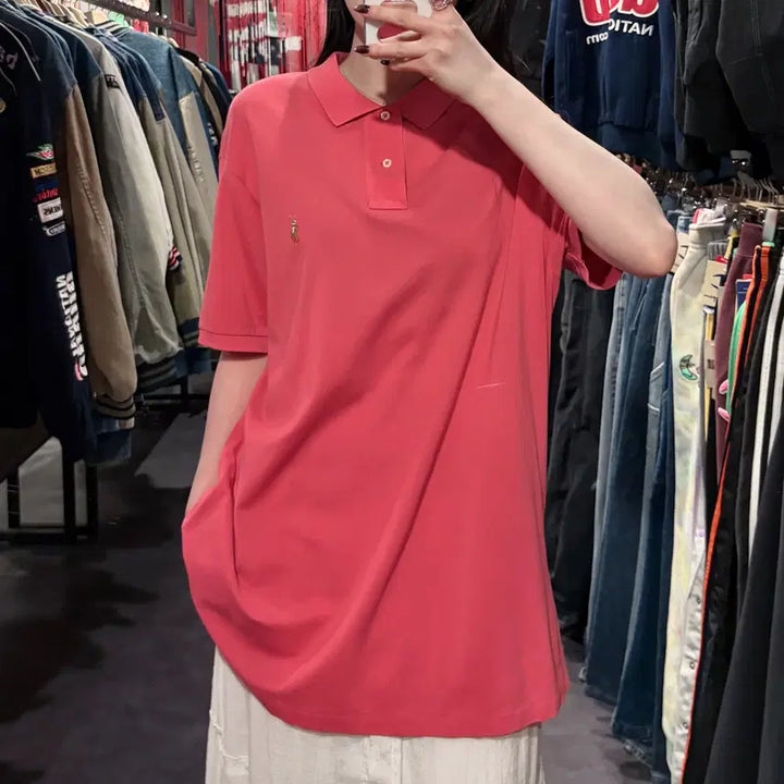 [BUNJANG] Polo Ralph Lauren Deep Pink Short Sleeve Pique Shirt / [IM] 폴로랄프로렌 반팔 피케 셔츠 딥핑크