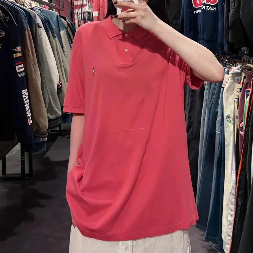 [BUNJANG] Polo Ralph Lauren Deep Pink Short Sleeve Pique Shirt / [IM] 폴로랄프로렌 반팔 피케 셔츠 딥핑크