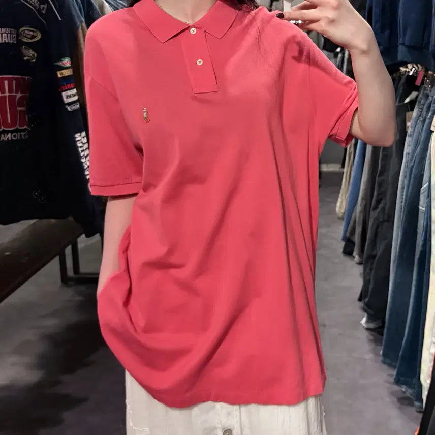 [BUNJANG] Polo Ralph Lauren Deep Pink Short Sleeve Pique Shirt / [IM] 폴로랄프로렌 반팔 피케 셔츠 딥핑크