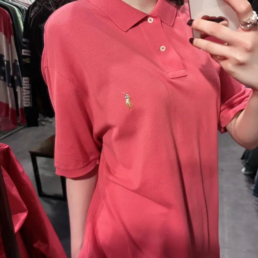 [BUNJANG] Polo Ralph Lauren Deep Pink Short Sleeve Pique Shirt / [IM] 폴로랄프로렌 반팔 피케 셔츠 딥핑크
