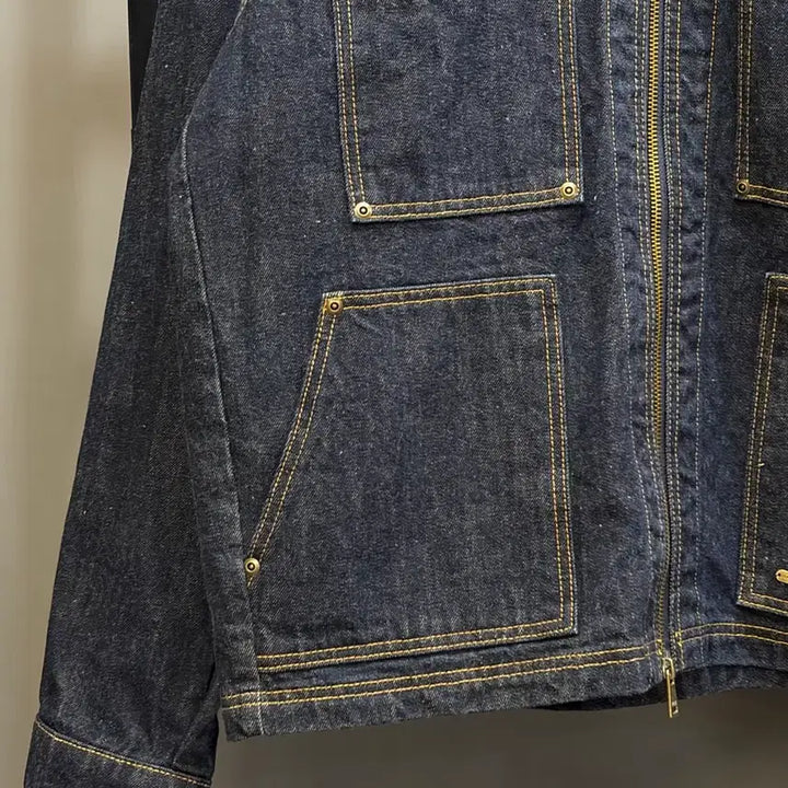 [BUNJANG] Lafudge Store Corduroy Collar Denim Work Jacket / [FREE] 라퍼지스토어 Lafudge 코듀로이칼라 데님 워크재킷 4.5