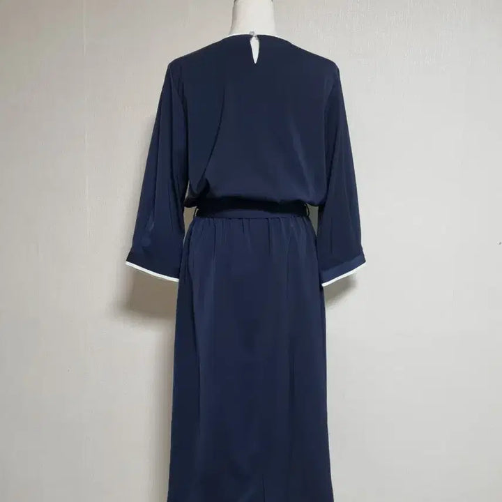 [BUNJANG] Navy Midi Dress with Belt / 벨트 세트 네이비 미디 원피스