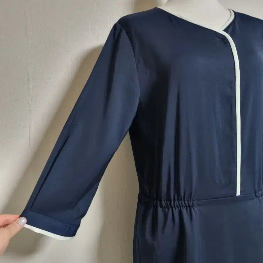 [BUNJANG] Navy Midi Dress with Belt / 벨트 세트 네이비 미디 원피스